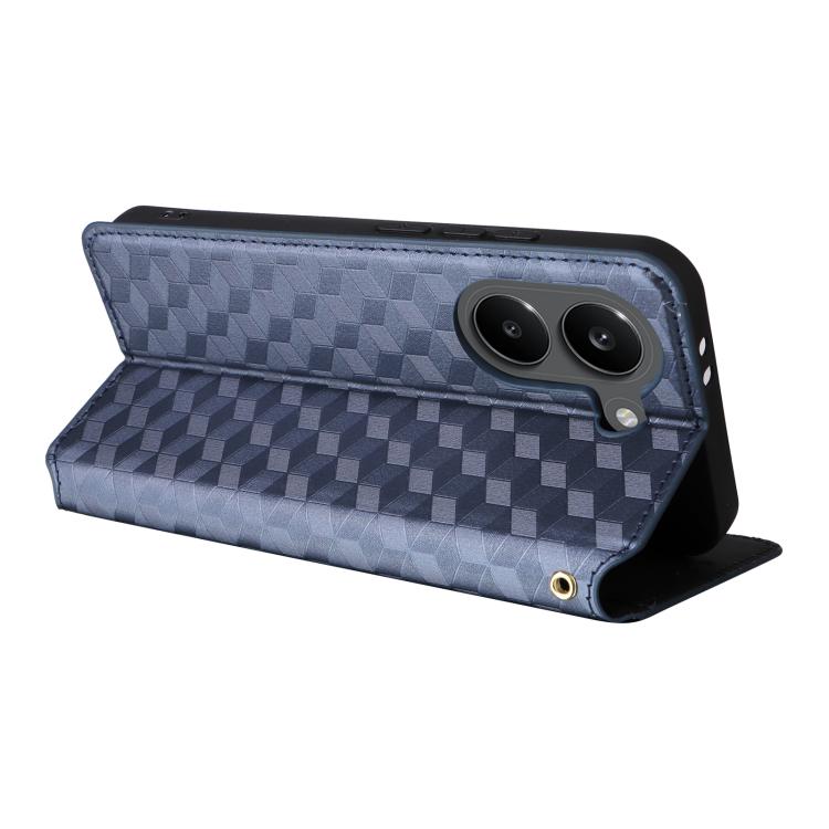 For Redmi Turbo 5 5G / Poco X8 Pro 5G Cubic Grid Texture Flip Leather Phone Case
