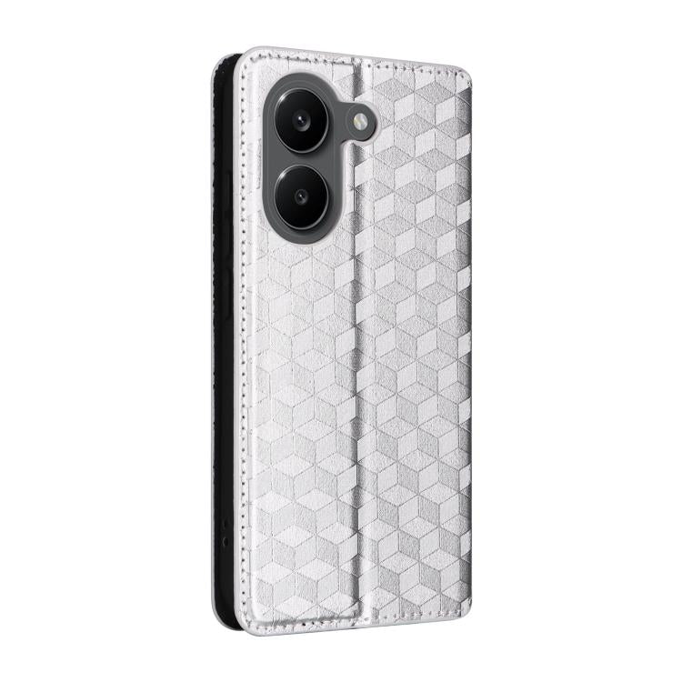 For Redmi Turbo 5 5G / Poco X8 Pro 5G Cubic Grid Texture Flip Leather Phone Case