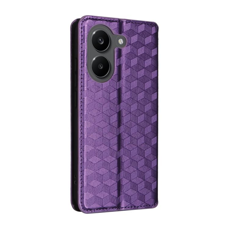 For Redmi Turbo 5 5G / Poco X8 Pro 5G Cubic Grid Texture Flip Leather Phone Case