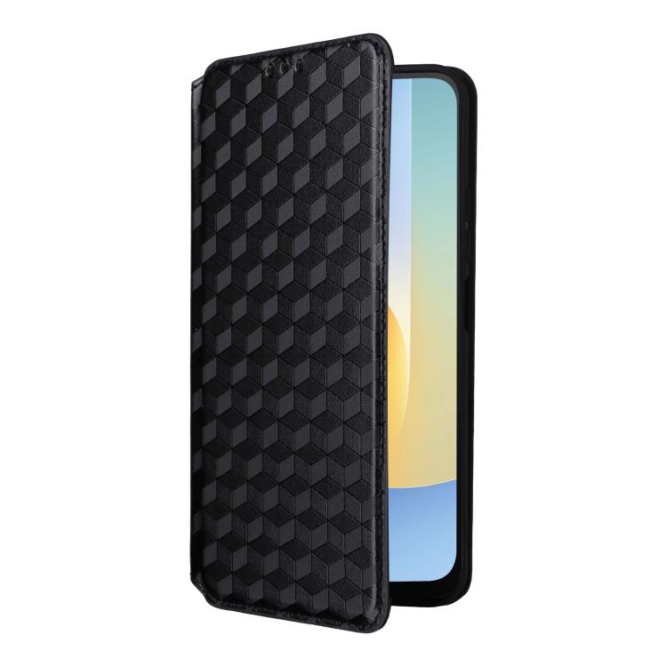 For Redmi A7 Pro 171mm / Poco C85x 5G Cubic Grid Texture Flip Leather Phone Case