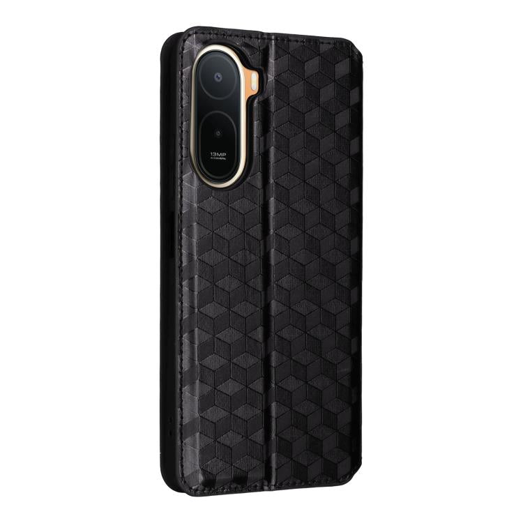 For Redmi A7 Pro 171mm / Poco C85x 5G Cubic Grid Texture Flip Leather Phone Case