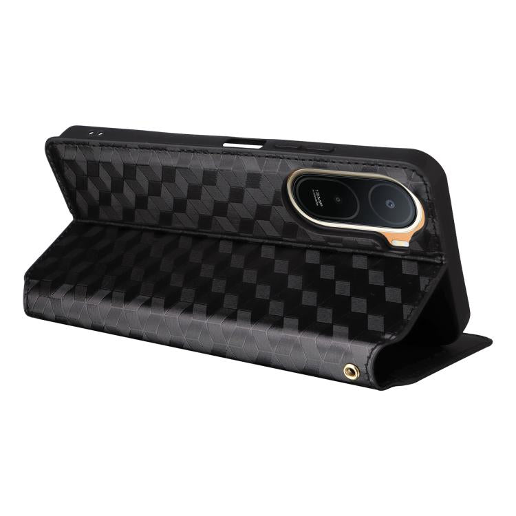 For Redmi A7 Pro 171mm / Poco C85x 5G Cubic Grid Texture Flip Leather Phone Case