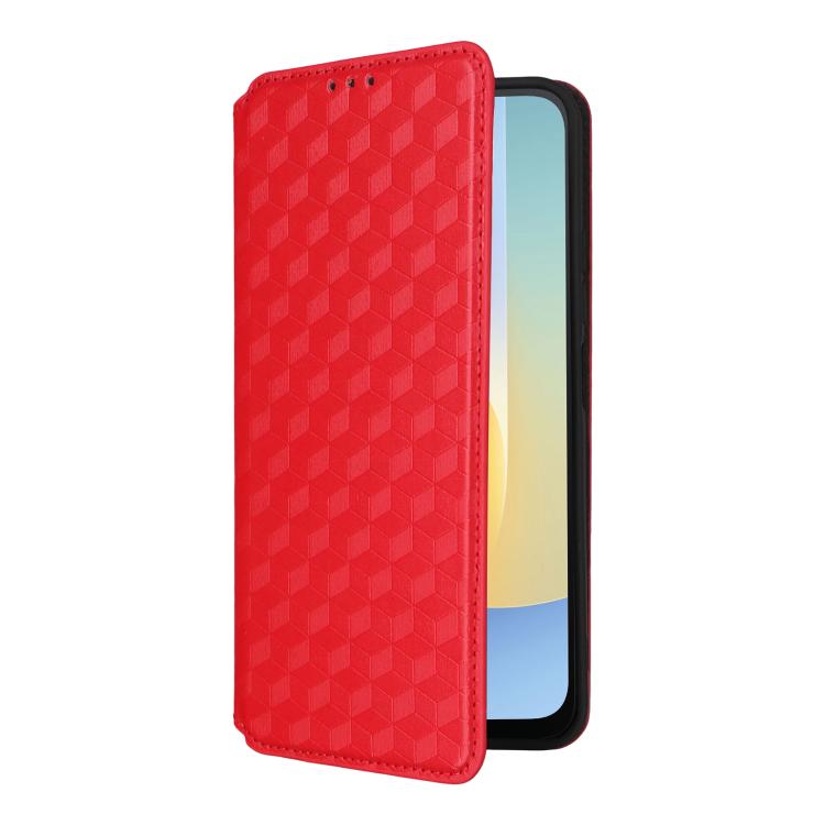 For Redmi A7 Pro 171mm / Poco C85x 5G Cubic Grid Texture Flip Leather Phone Case