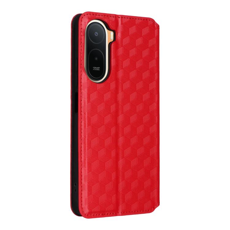 For Redmi A7 Pro 171mm / Poco C85x 5G Cubic Grid Texture Flip Leather Phone Case