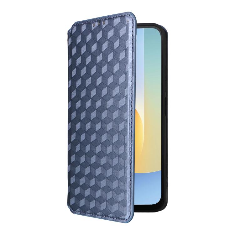 For Redmi A7 Pro 171mm / Poco C85x 5G Cubic Grid Texture Flip Leather Phone Case