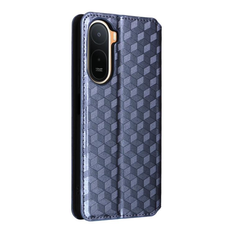 For Redmi A7 Pro 171mm / Poco C85x 5G Cubic Grid Texture Flip Leather Phone Case