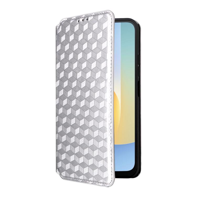 For Redmi A7 Pro 171mm / Poco C85x 5G Cubic Grid Texture Flip Leather Phone Case