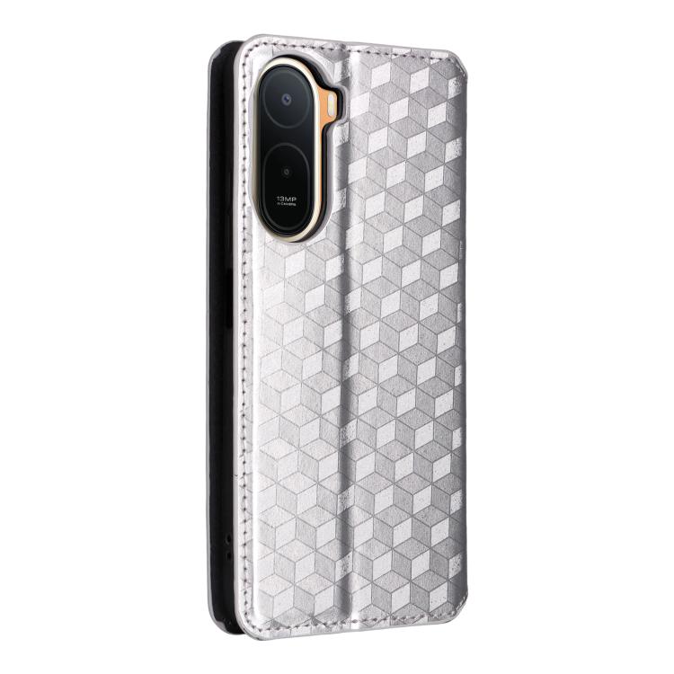 For Redmi A7 Pro 171mm / Poco C85x 5G Cubic Grid Texture Flip Leather Phone Case