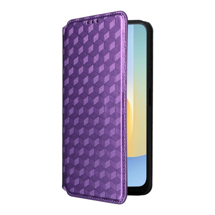 For Redmi A7 Pro 171mm / Poco C85x 5G Cubic Grid Texture Flip Leather Phone Case