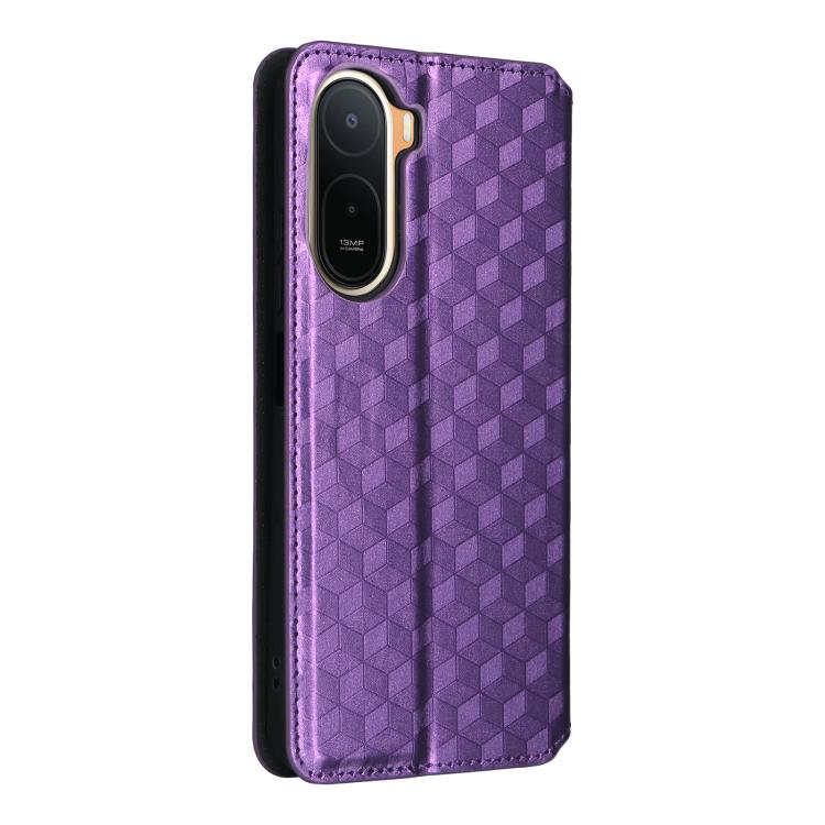 For Redmi A7 Pro 171mm / Poco C85x 5G Cubic Grid Texture Flip Leather Phone Case
