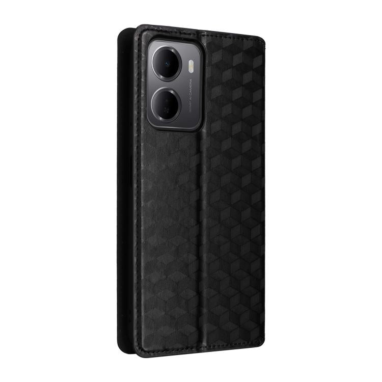 For Redmi 15a 5G Cubic Grid Texture Flip Leather Phone Case