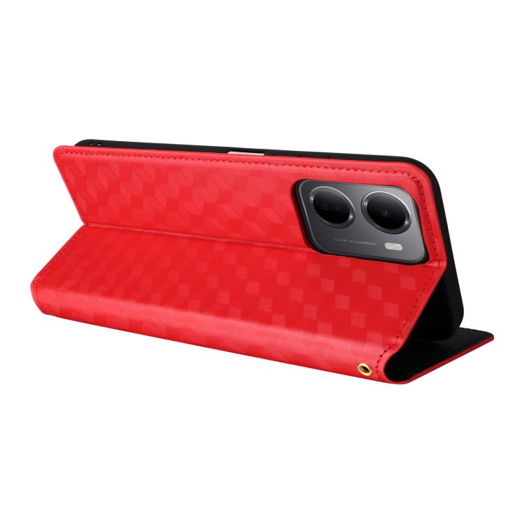 For Redmi 15a 5G Cubic Grid Texture Flip Leather Phone Case