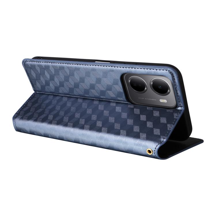 For Redmi 15a 5G Cubic Grid Texture Flip Leather Phone Case