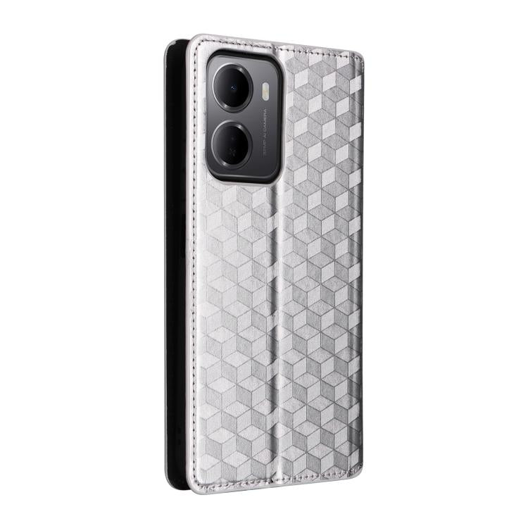 For Redmi 15a 5G Cubic Grid Texture Flip Leather Phone Case