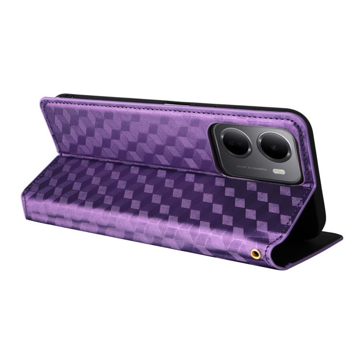 For Redmi 15a 5G Cubic Grid Texture Flip Leather Phone Case