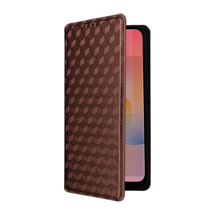 For Redmi 15a 5G Cubic Grid Texture Flip Leather Phone Case