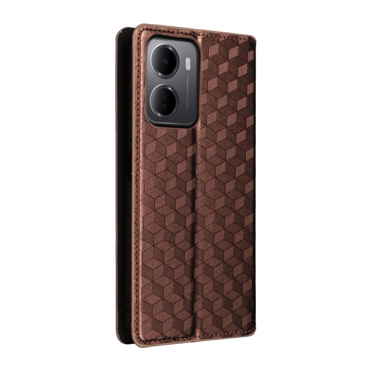 For Redmi 15a 5G Cubic Grid Texture Flip Leather Phone Case