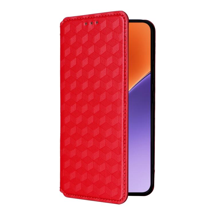 For Xiaomi 15 Pro Cubic Grid Texture Flip Leather Phone Case