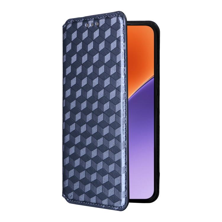 For Xiaomi 15 Pro Cubic Grid Texture Flip Leather Phone Case