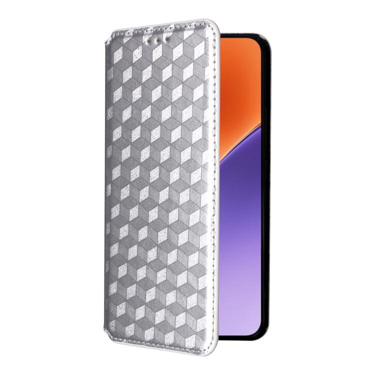 For Xiaomi 15 Pro Cubic Grid Texture Flip Leather Phone Case