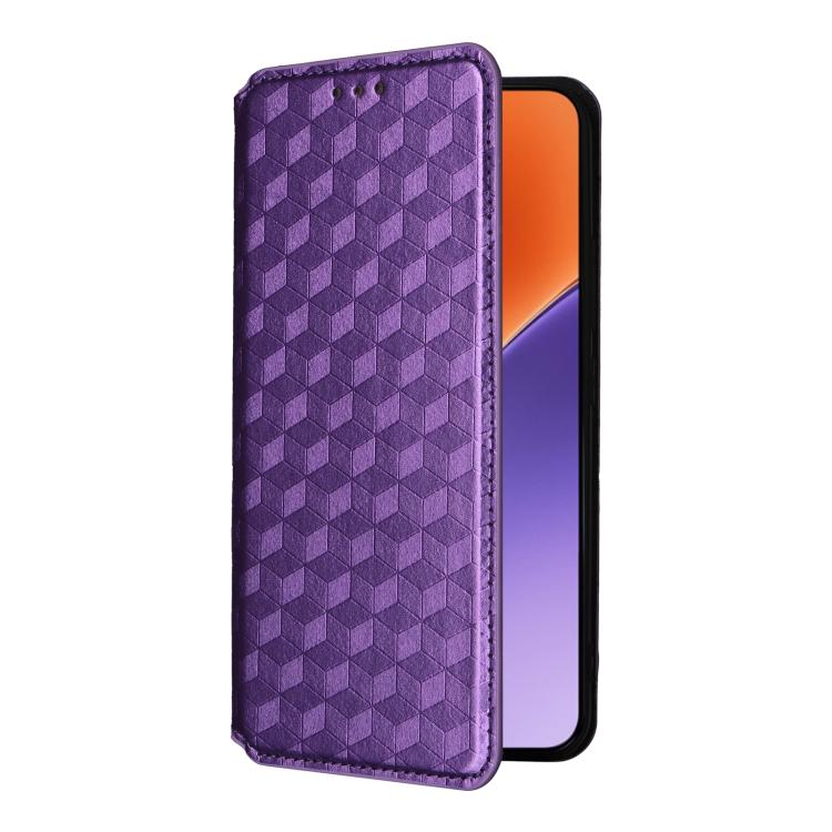 For Xiaomi 15 Pro Cubic Grid Texture Flip Leather Phone Case