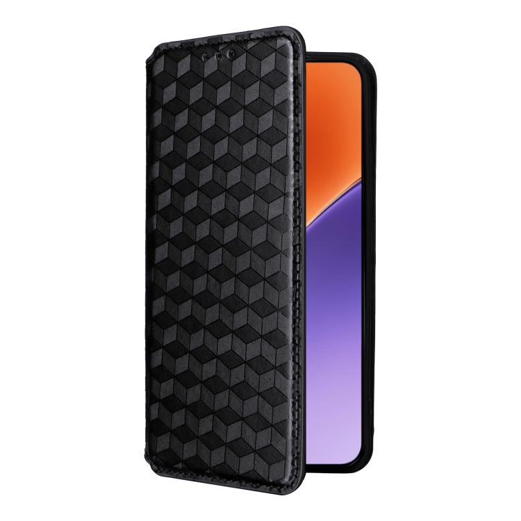 For Xiaomi 15 Cubic Grid Texture Flip Leather Phone Case