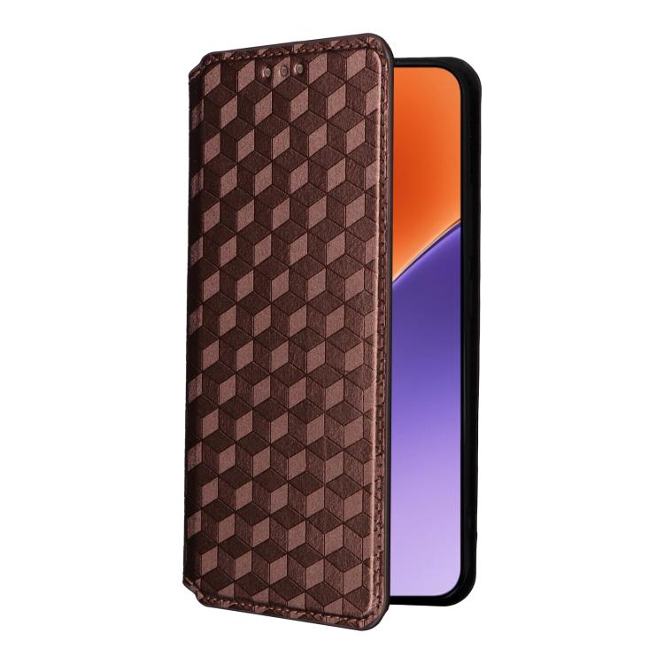 For Xiaomi 15 Cubic Grid Texture Flip Leather Phone Case