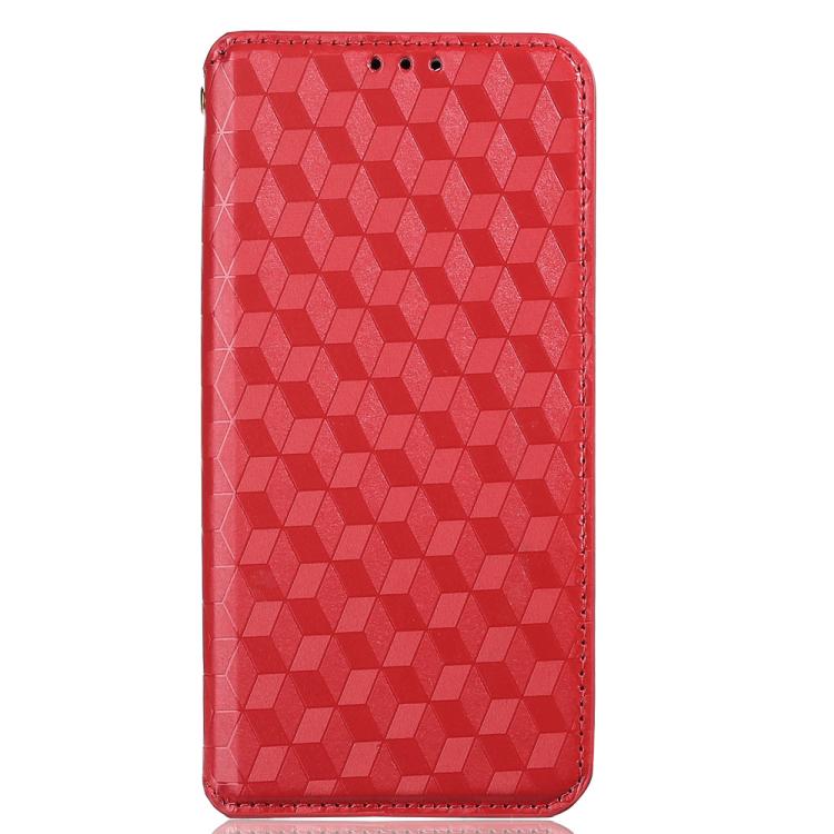 For Xiaomi Poco C55 / Redmi 12C Cubic Grid Texture Flip Leather Phone Case