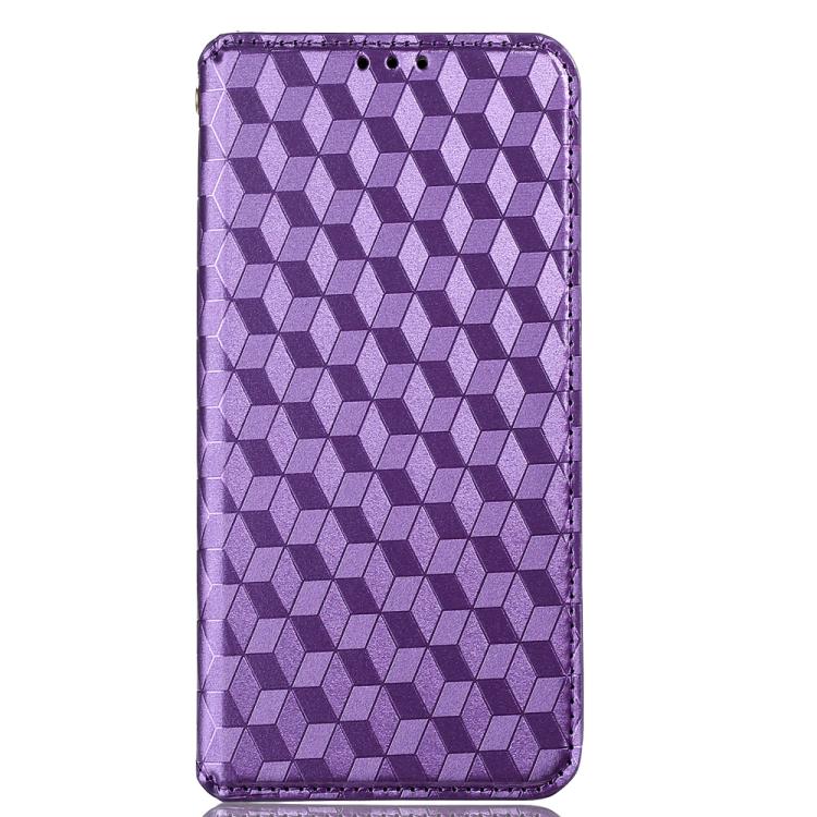 For Xiaomi Poco C55 / Redmi 12C Cubic Grid Texture Flip Leather Phone Case