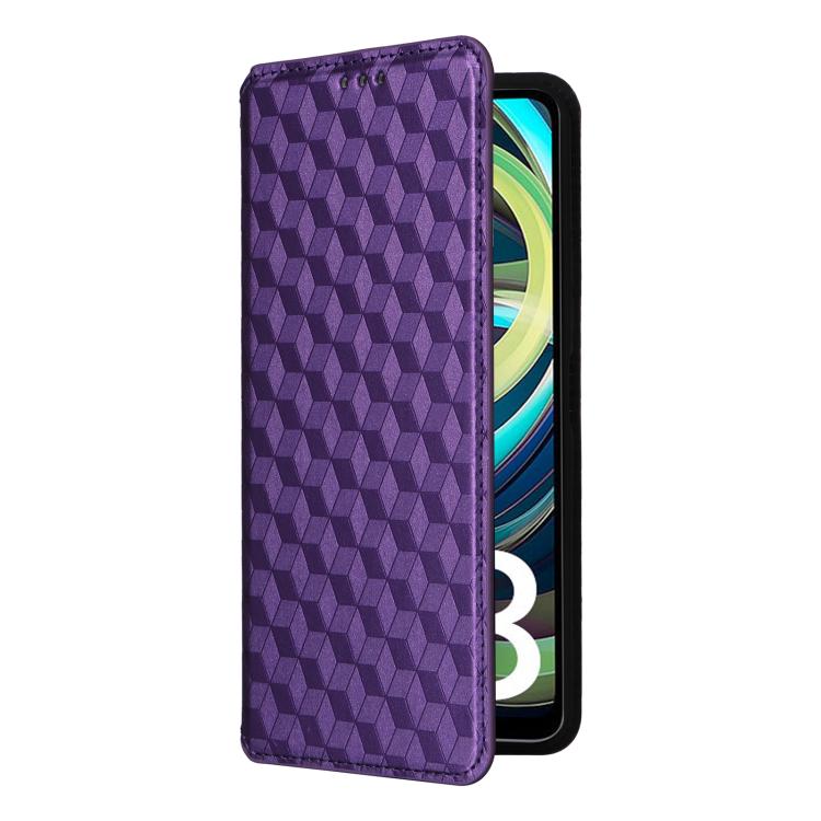For Xiaomi Poco C61 / Redmi A3 Cubic Grid Texture Flip Leather Phone Case