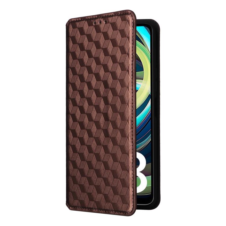 For Xiaomi Poco C61 / Redmi A3 Cubic Grid Texture Flip Leather Phone Case