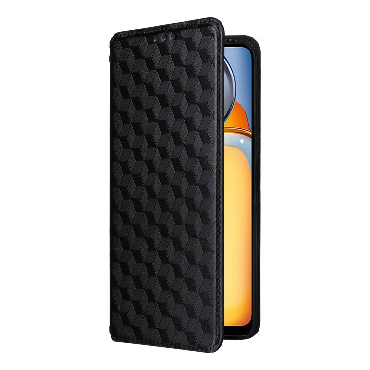 For Xiaomi Poco C65 4G / Redmi 13C 4G Cubic Grid Texture Flip Leather Phone Case