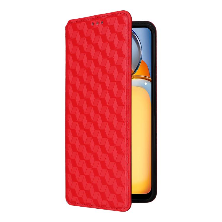For Xiaomi Poco C65 4G / Redmi 13C 4G Cubic Grid Texture Flip Leather Phone Case