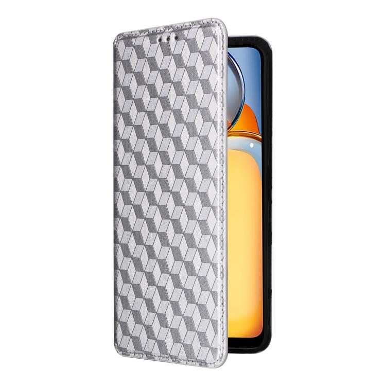 For Xiaomi Poco C65 4G / Redmi 13C 4G Cubic Grid Texture Flip Leather Phone Case