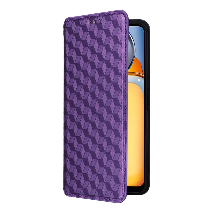 For Xiaomi Poco C65 4G / Redmi 13C 4G Cubic Grid Texture Flip Leather Phone Case