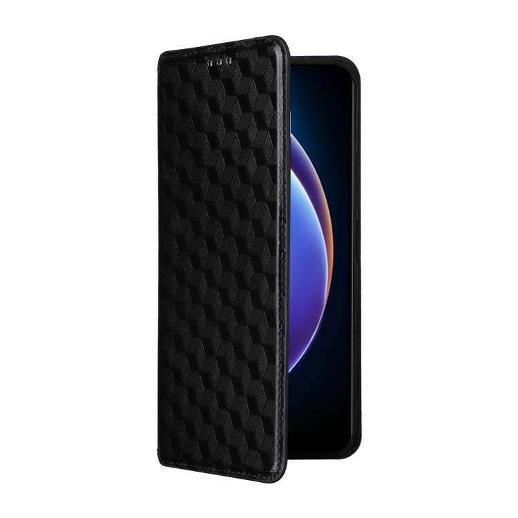 For Xiaomi Poco M6 Pro 5G / Redmi 12 5G Cubic Grid Texture Flip Leather Phone Case