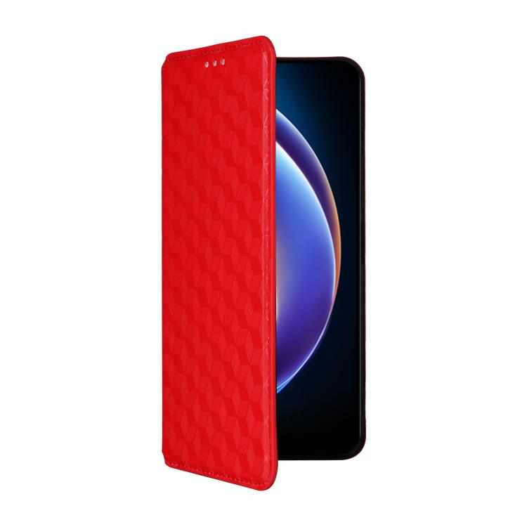 For Xiaomi Poco M6 Pro 5G / Redmi 12 5G Cubic Grid Texture Flip Leather Phone Case