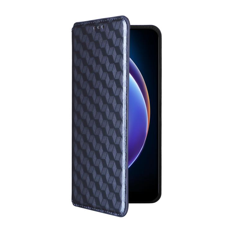 For Xiaomi Poco M6 Pro 5G / Redmi 12 5G Cubic Grid Texture Flip Leather Phone Case