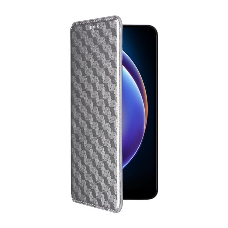 For Xiaomi Poco M6 Pro 5G / Redmi 12 5G Cubic Grid Texture Flip Leather Phone Case