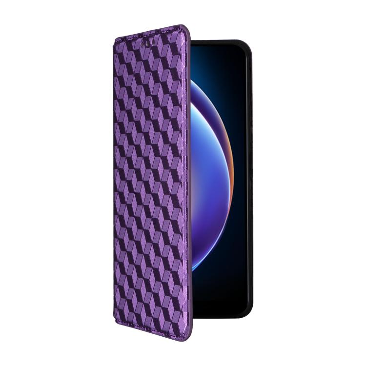 For Xiaomi Poco M6 Pro 5G / Redmi 12 5G Cubic Grid Texture Flip Leather Phone Case