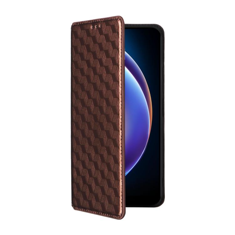 For Xiaomi Poco M6 Pro 5G / Redmi 12 5G Cubic Grid Texture Flip Leather Phone Case