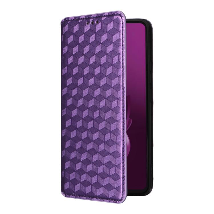 For Xiaomi Poco M7 Pro 5G Cubic Grid Texture Flip Leather Phone Case