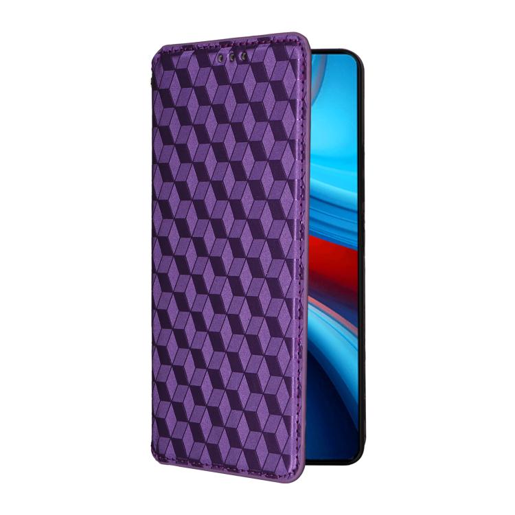 For Xiaomi Poco X6 Neo 5G Cubic Grid Texture Flip Leather Phone Case