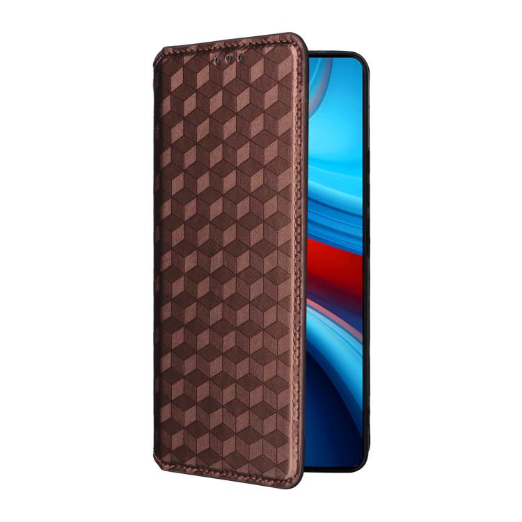For Xiaomi Poco X6 Neo 5G Cubic Grid Texture Flip Leather Phone Case