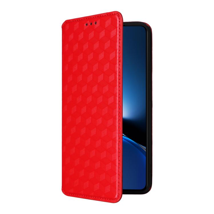 For Xiaomi Poco X7 Pro 5G / Redmi Turbo 4 5G Cubic Grid Texture Flip Leather Phone Case