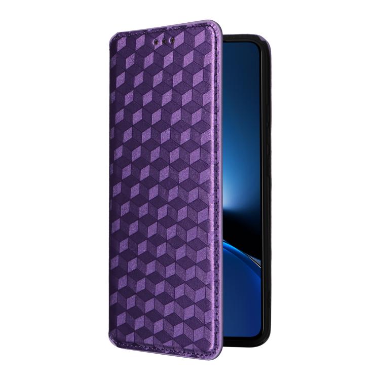 For Xiaomi Poco X7 Pro 5G / Redmi Turbo 4 5G Cubic Grid Texture Flip Leather Phone Case