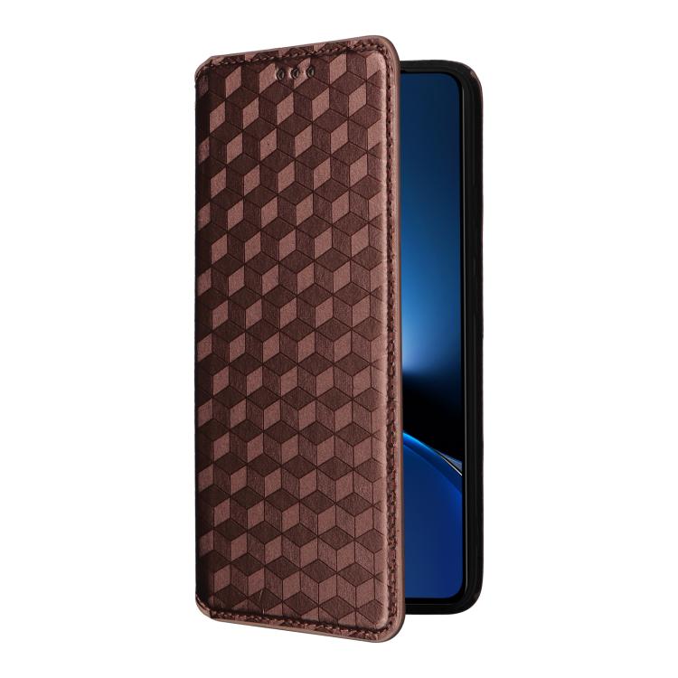 For Xiaomi Poco X7 Pro 5G / Redmi Turbo 4 5G Cubic Grid Texture Flip Leather Phone Case