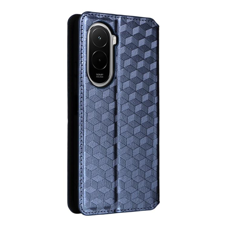 For Xiaomi Poco M7 4G 171mm Cubic Grid Texture Flip Leather Phone Case