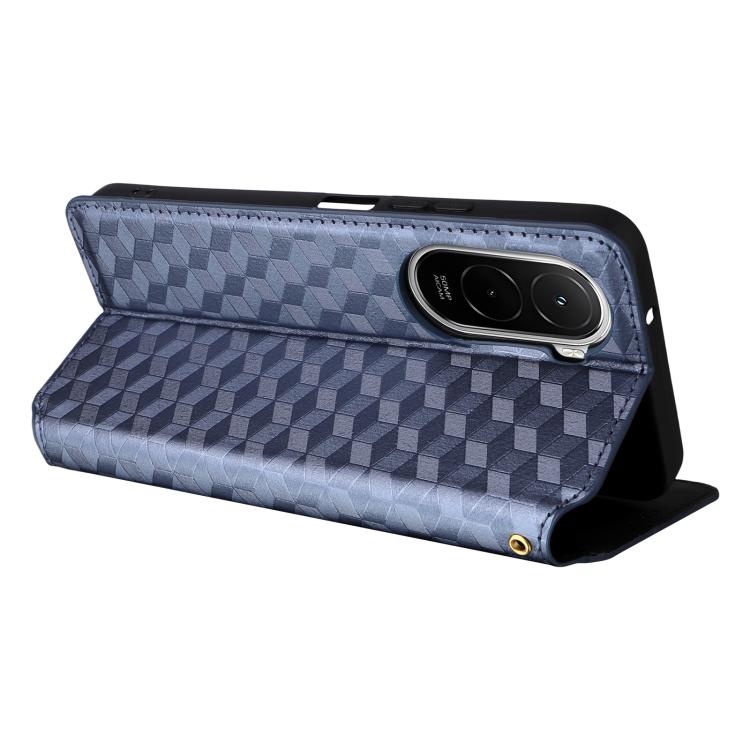For Xiaomi Poco M7 4G 171mm Cubic Grid Texture Flip Leather Phone Case