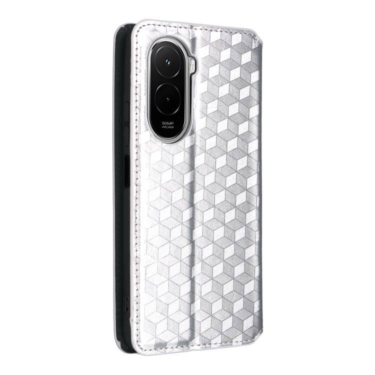 For Xiaomi Poco M7 4G 171mm Cubic Grid Texture Flip Leather Phone Case